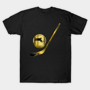 NHL - MA Gold Black Stick and Puck T-Shirt